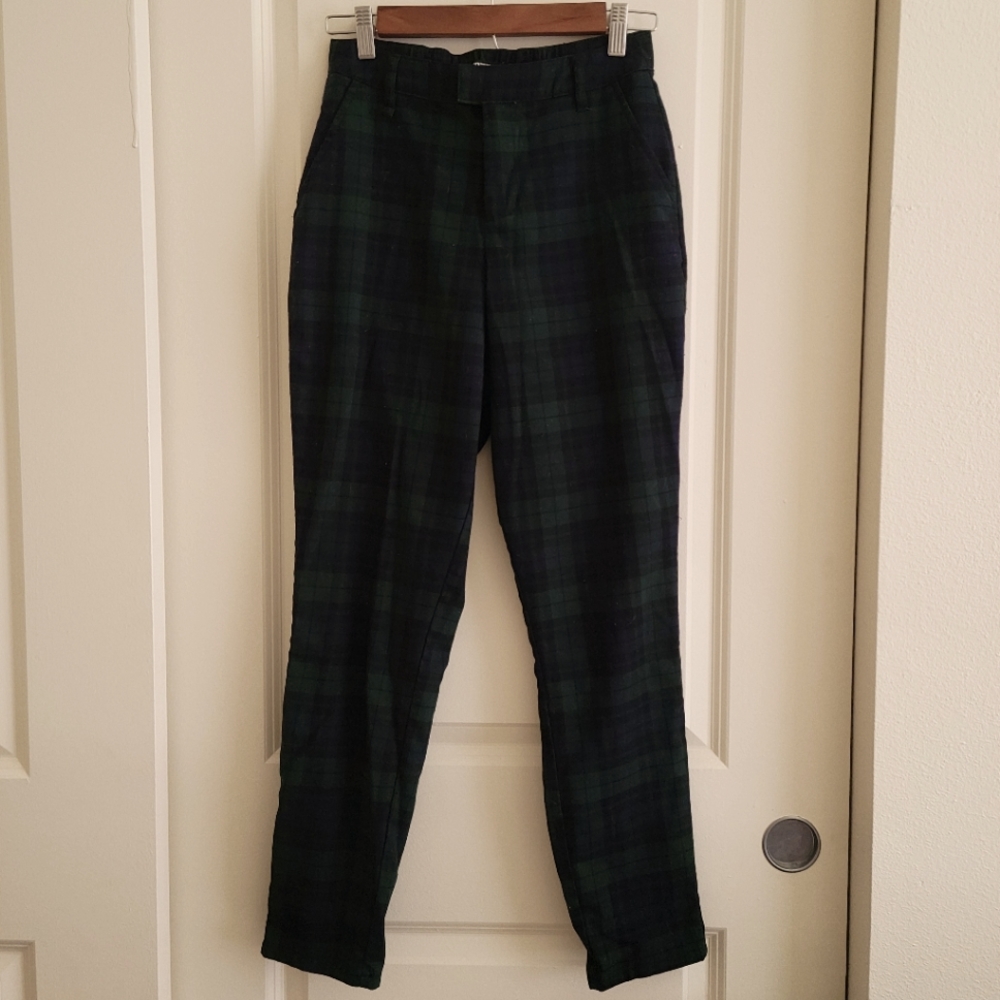 🖤Hot topic green & blue Tartan trousers